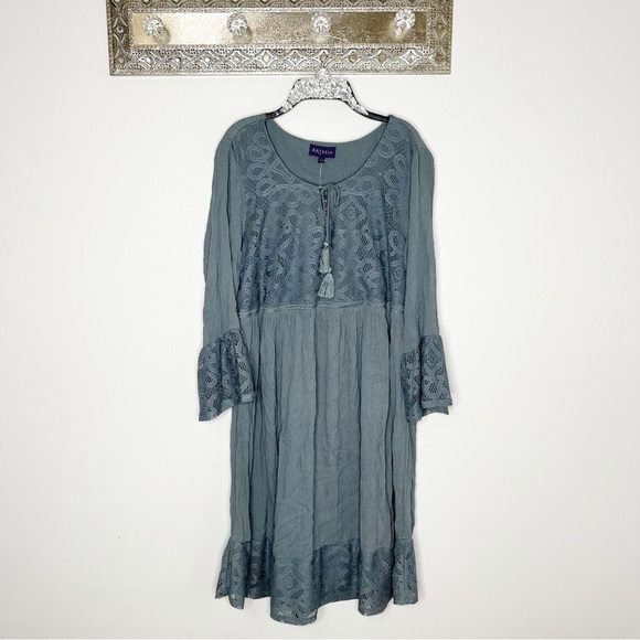 Artesia Blue Boho Lace Long Sleeve Dress Size Large NWT - Picture 1 of 8